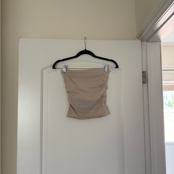 Beige Strapless Ruched Set - Picture 1 of 2